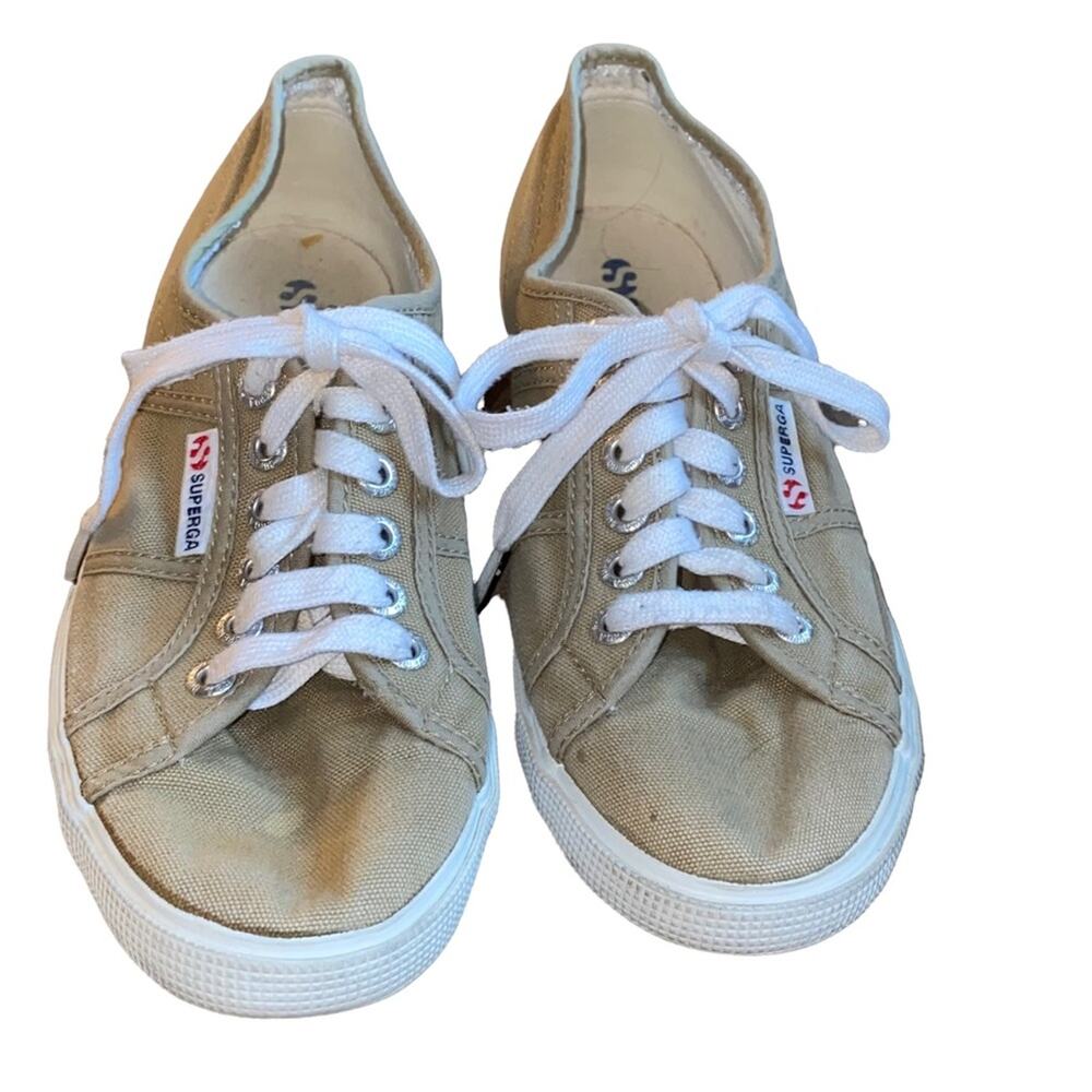 Superga Anthropologie Canvas Sneaker Shoes Tan with white soles size EU 39 US 8